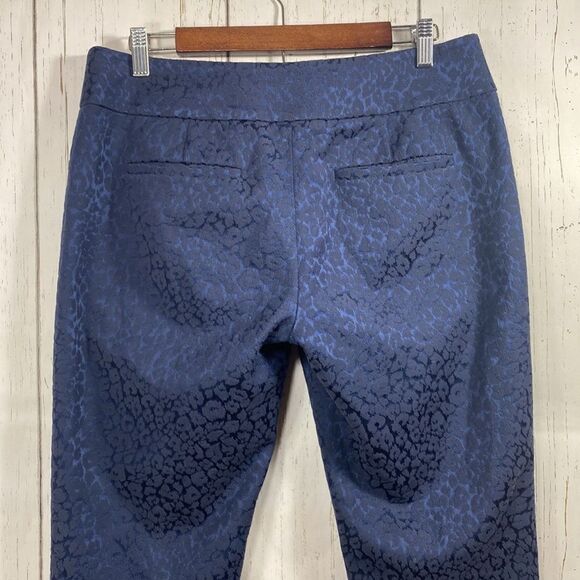 Ann Taylor Loft Marisa Womens Ankle Navy Blue Textured Animal Print Pants - Picture 9 of 16